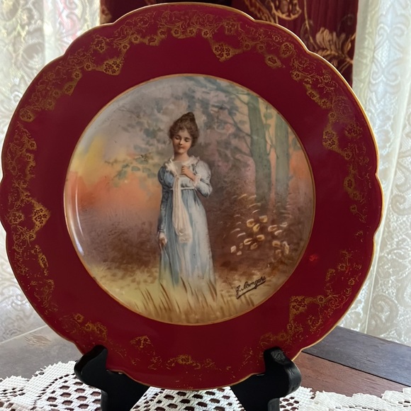 Antique Vintage Set/2 Plates - "Sevres" Portrait Plates - Picture 5 of 16
